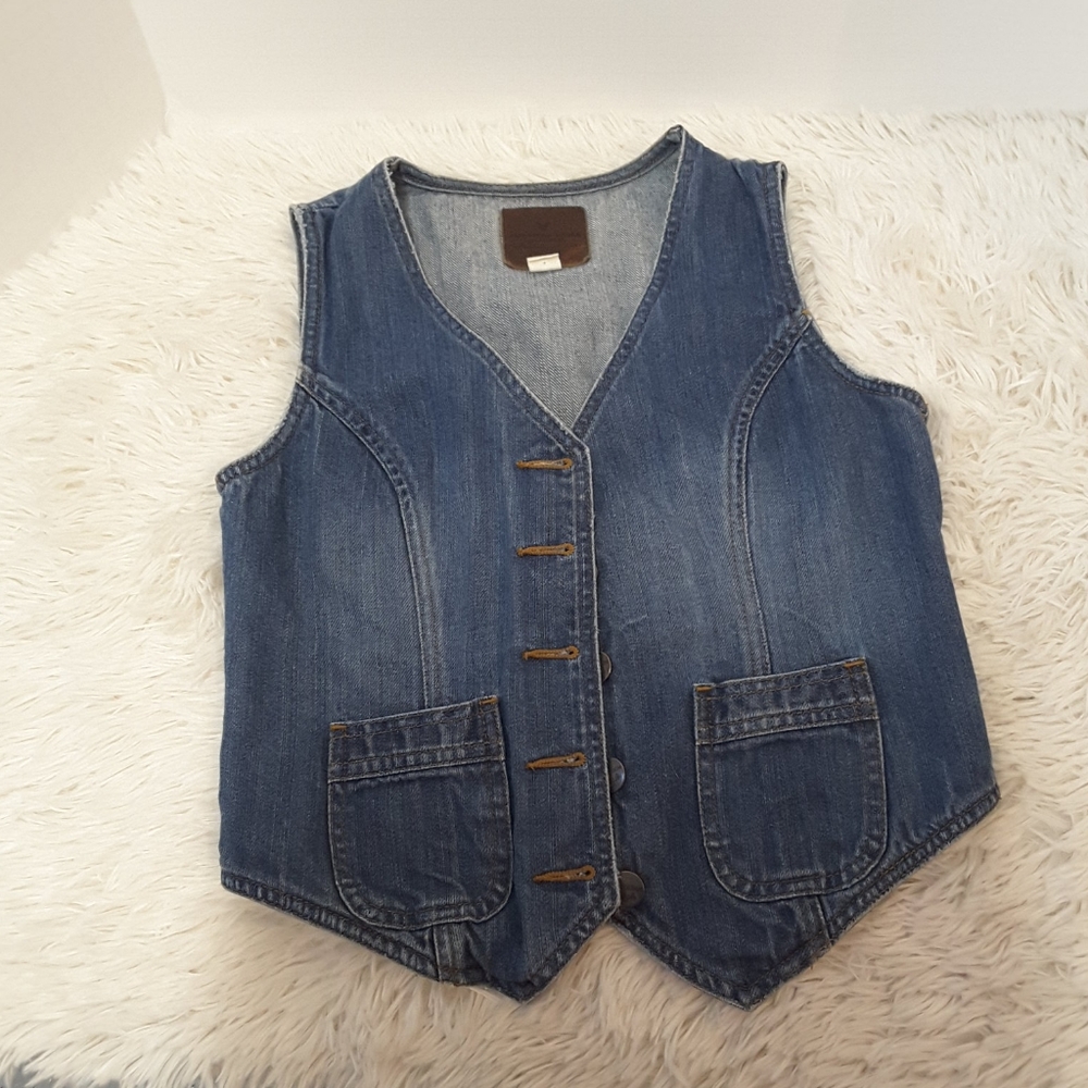 American Eagle Outfitters Blue Denim Vest